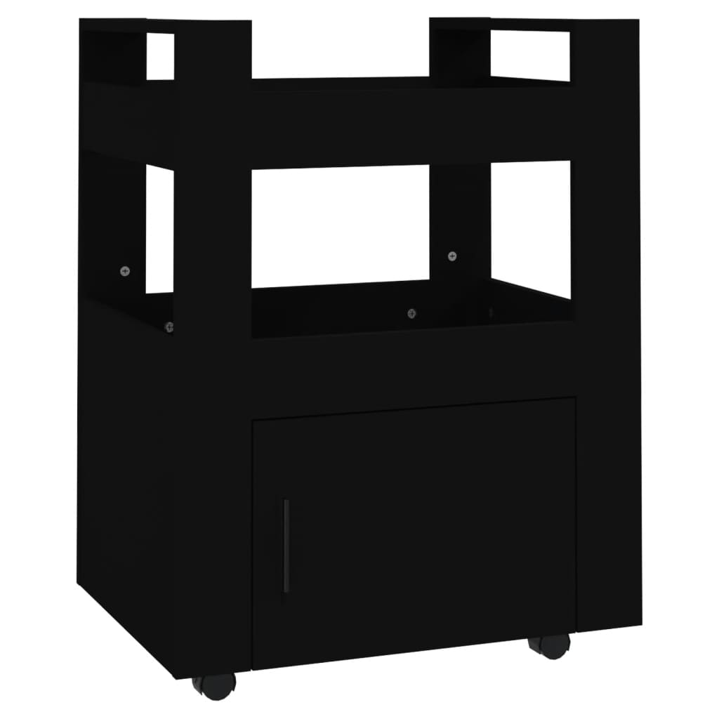 Keittiövaunu musta 60x45x80 cm tekninen puu - Sisustajankoti.fi
