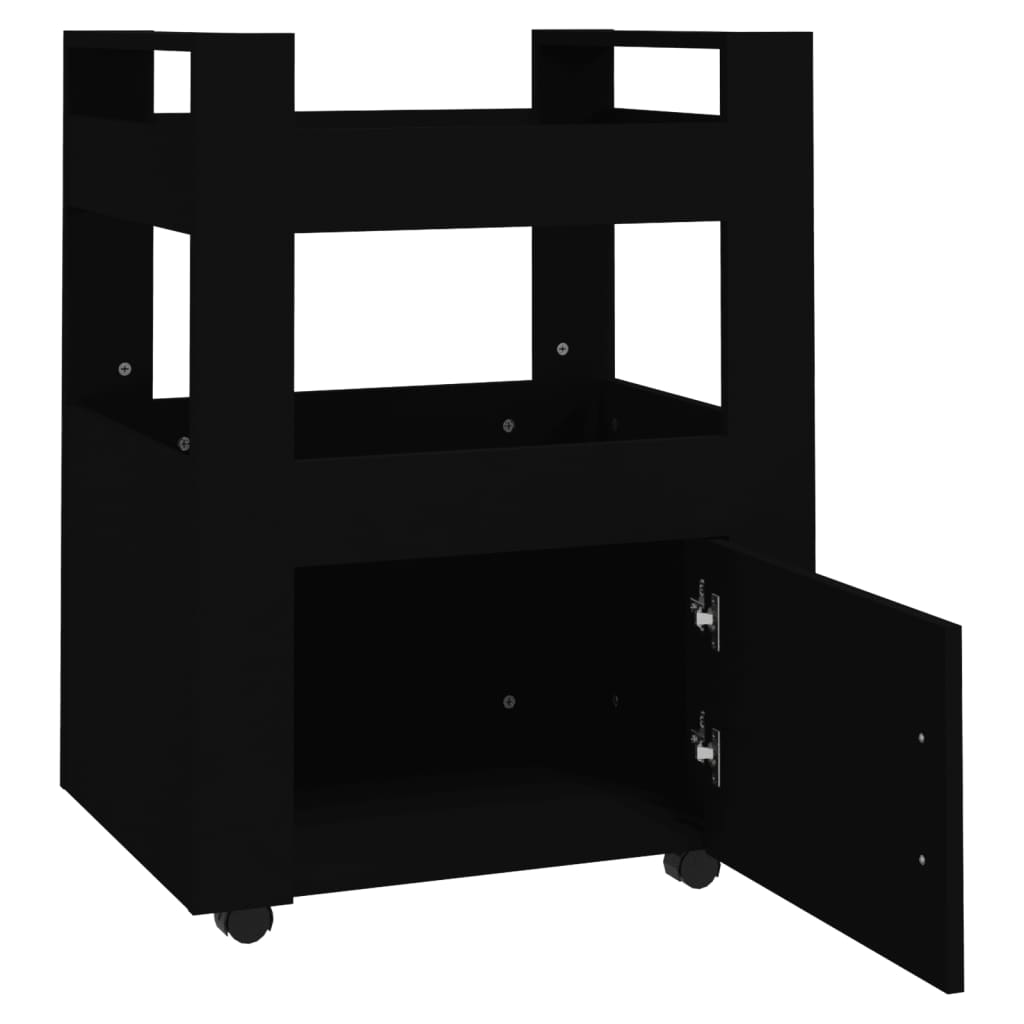 Keittiövaunu musta 60x45x80 cm tekninen puu - Sisustajankoti.fi
