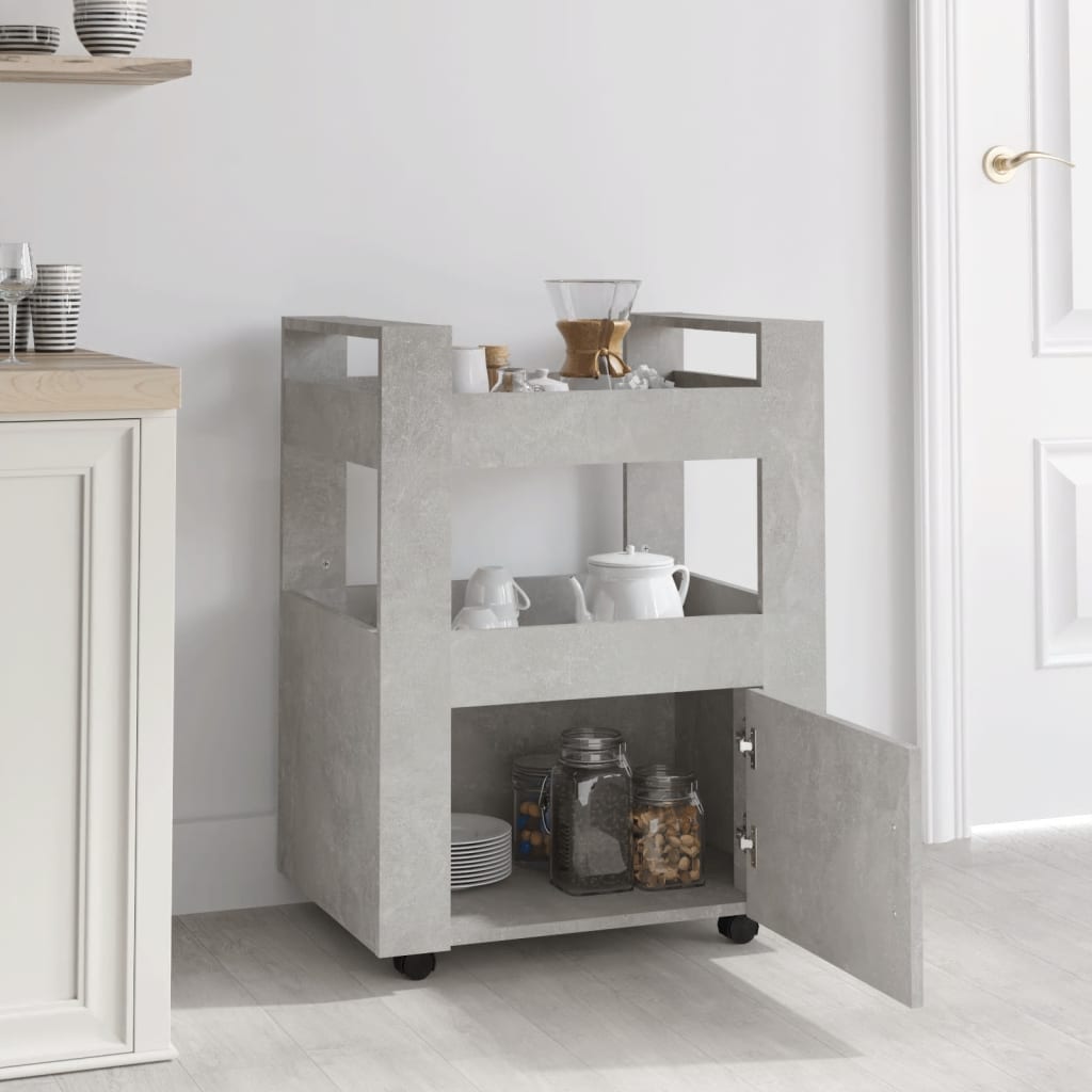 Keittiövaunu betoninharmaa 60x45x80 cm tekninen puu - Sisustajankoti.fi