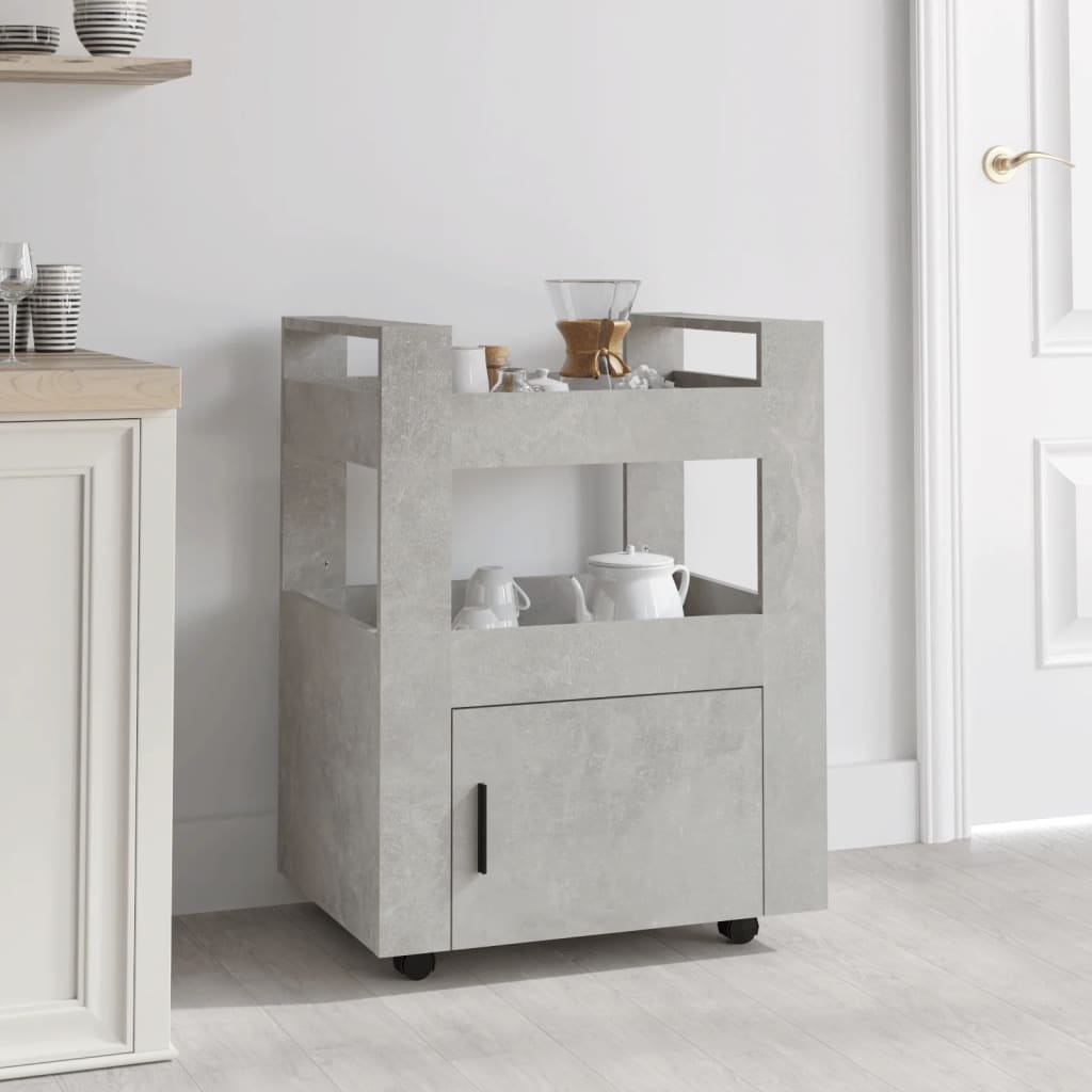 Keittiövaunu betoninharmaa 60x45x80 cm tekninen puu - Sisustajankoti.fi
