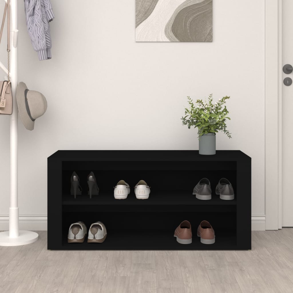 Kenkäteline musta 100x35x45 cm tekninen puu - Sisustajankoti.fi