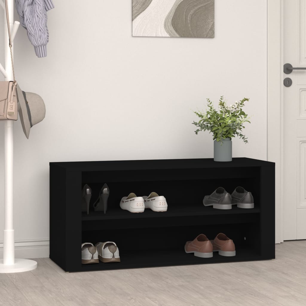 Kenkäteline musta 100x35x45 cm tekninen puu - Sisustajankoti.fi