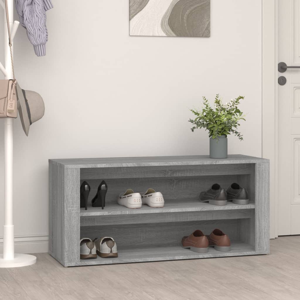 Kenkäteline betoninharmaa 100x35x45 cm tekninen puu - Sisustajankoti.fi
