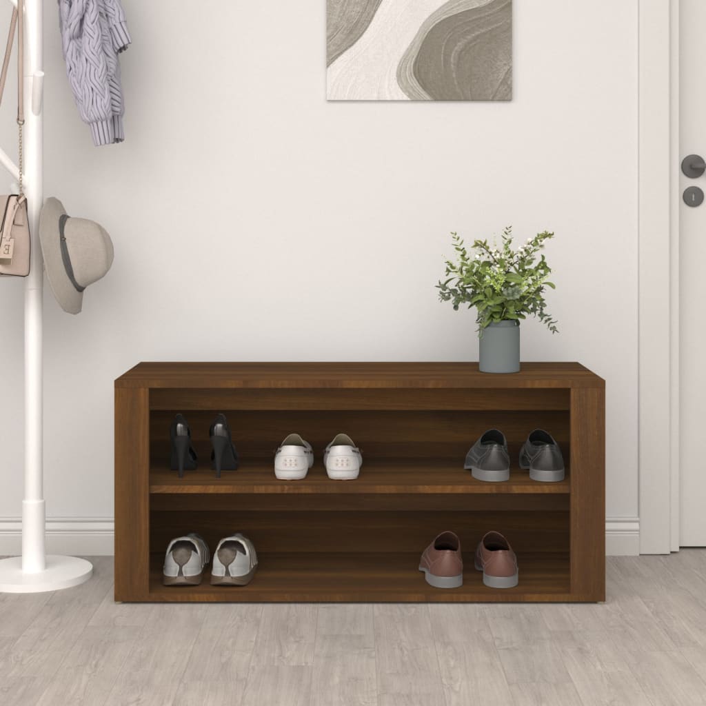 Kenkäteline ruskea tammi 100x35x45 cm tekninen puu - Sisustajankoti.fi