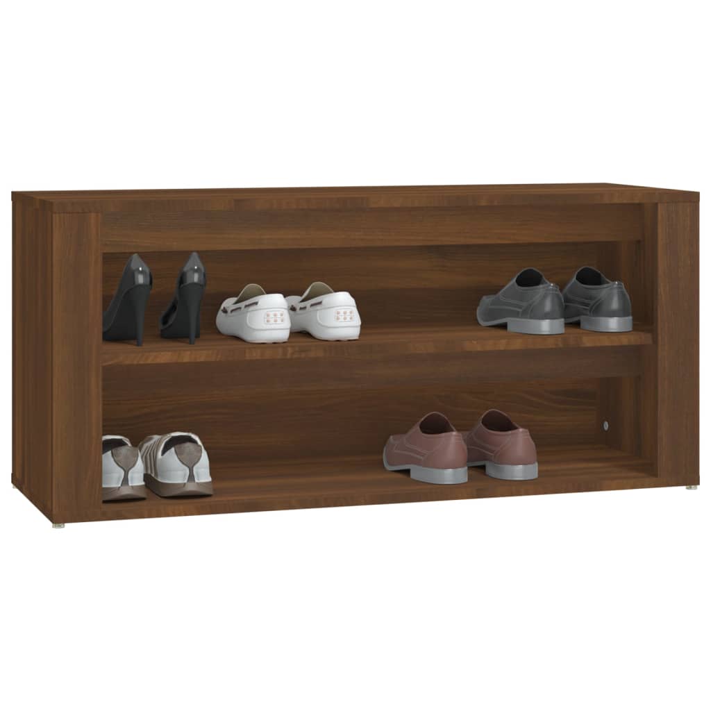 Kenkäteline ruskea tammi 100x35x45 cm tekninen puu - Sisustajankoti.fi