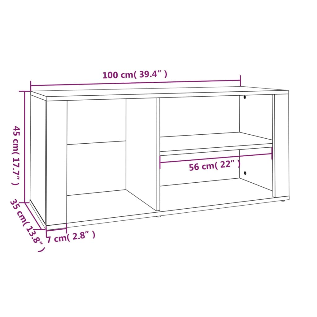 Kenkäkaappi betoninharmaa 100x35x45 cm tekninen puu - Sisustajankoti.fi