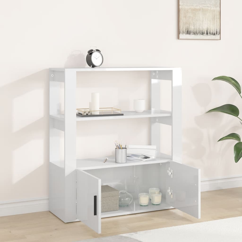 Senkki korkeakiilto valkoinen 80x30x90 cm tekninen puu - Sisustajankoti.fi