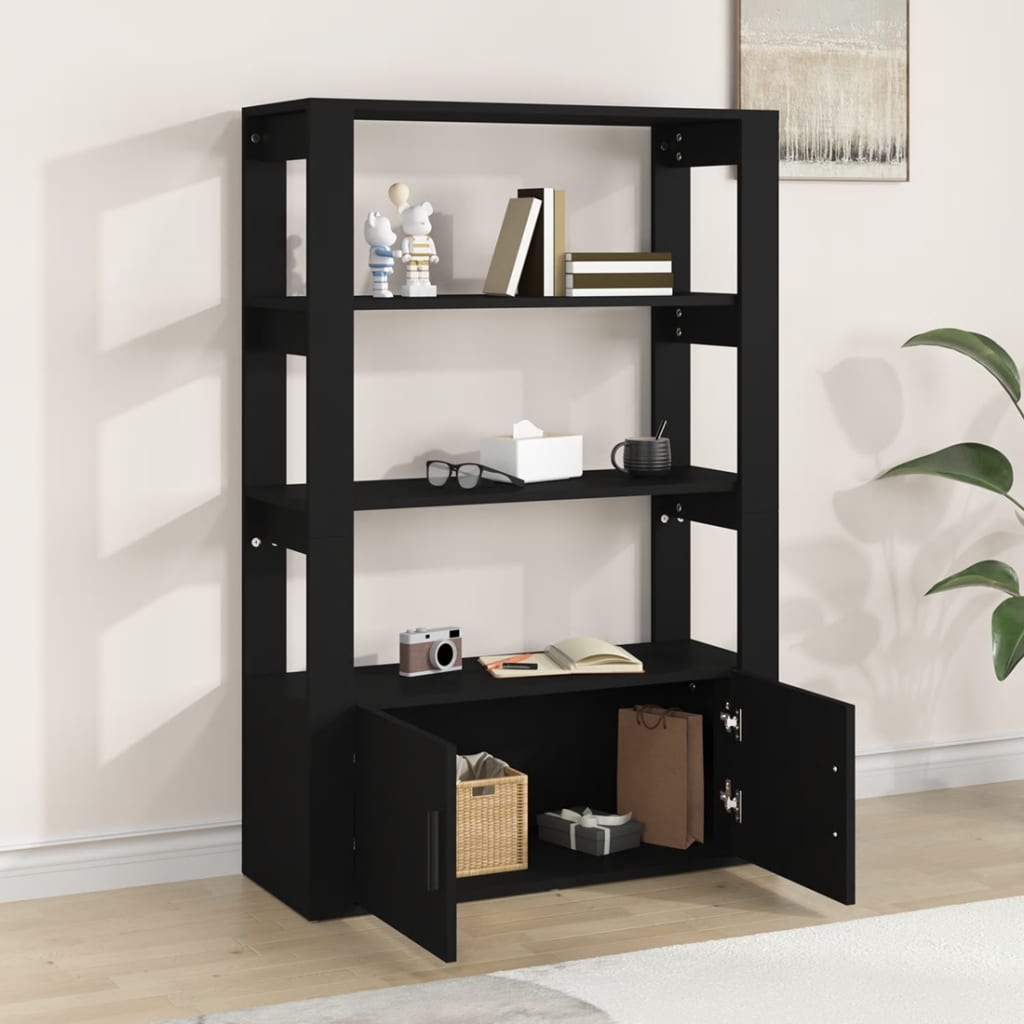 Senkki musta 80x30x119,5 cm tekninen puu - Sisustajankoti.fi