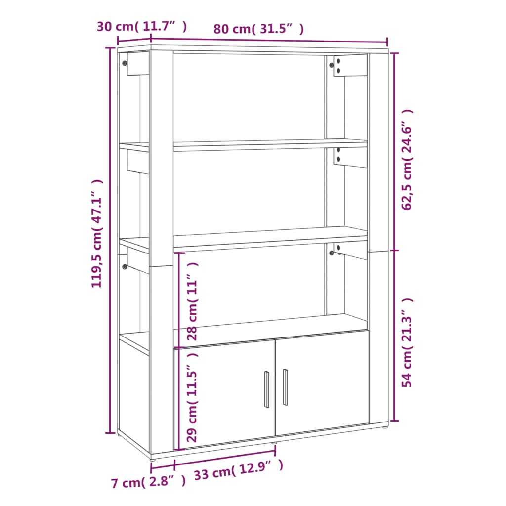 Senkki betoninharmaa 80x30x119,5 cm tekninen puu - Sisustajankoti.fi
