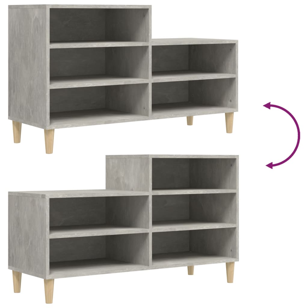 Kenkäkaappi betoninharmaa 102x36x60 cm tekninen puu - Sisustajankoti.fi