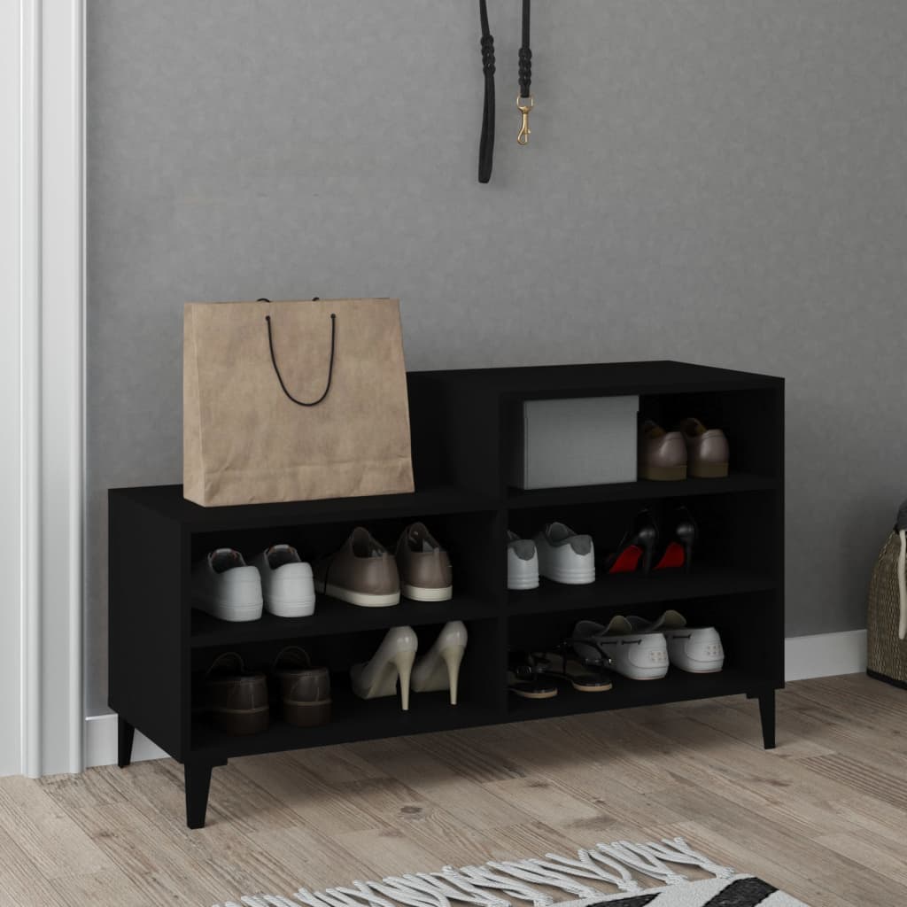Kenkäkaappi musta 102x36x60 cm tekninen puu - Sisustajankoti.fi
