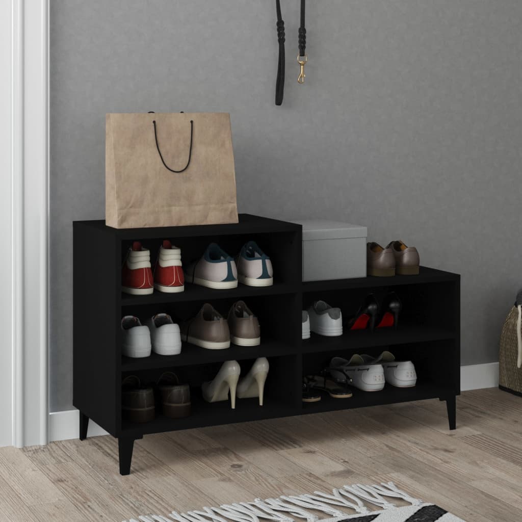 Kenkäkaappi musta 102x36x60 cm tekninen puu - Sisustajankoti.fi