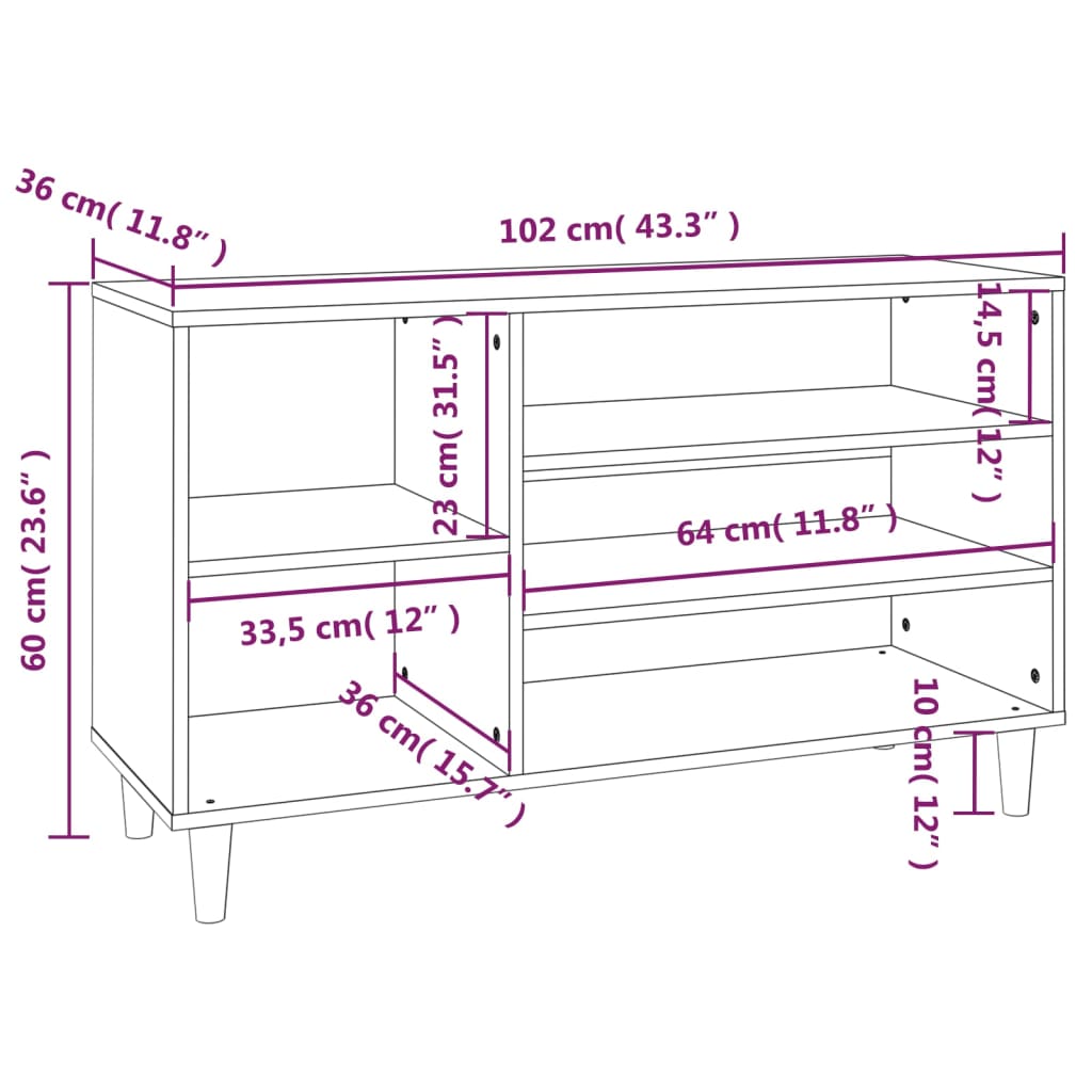 Kenkäkaappi musta 102x36x60 cm tekninen puu - Sisustajankoti.fi
