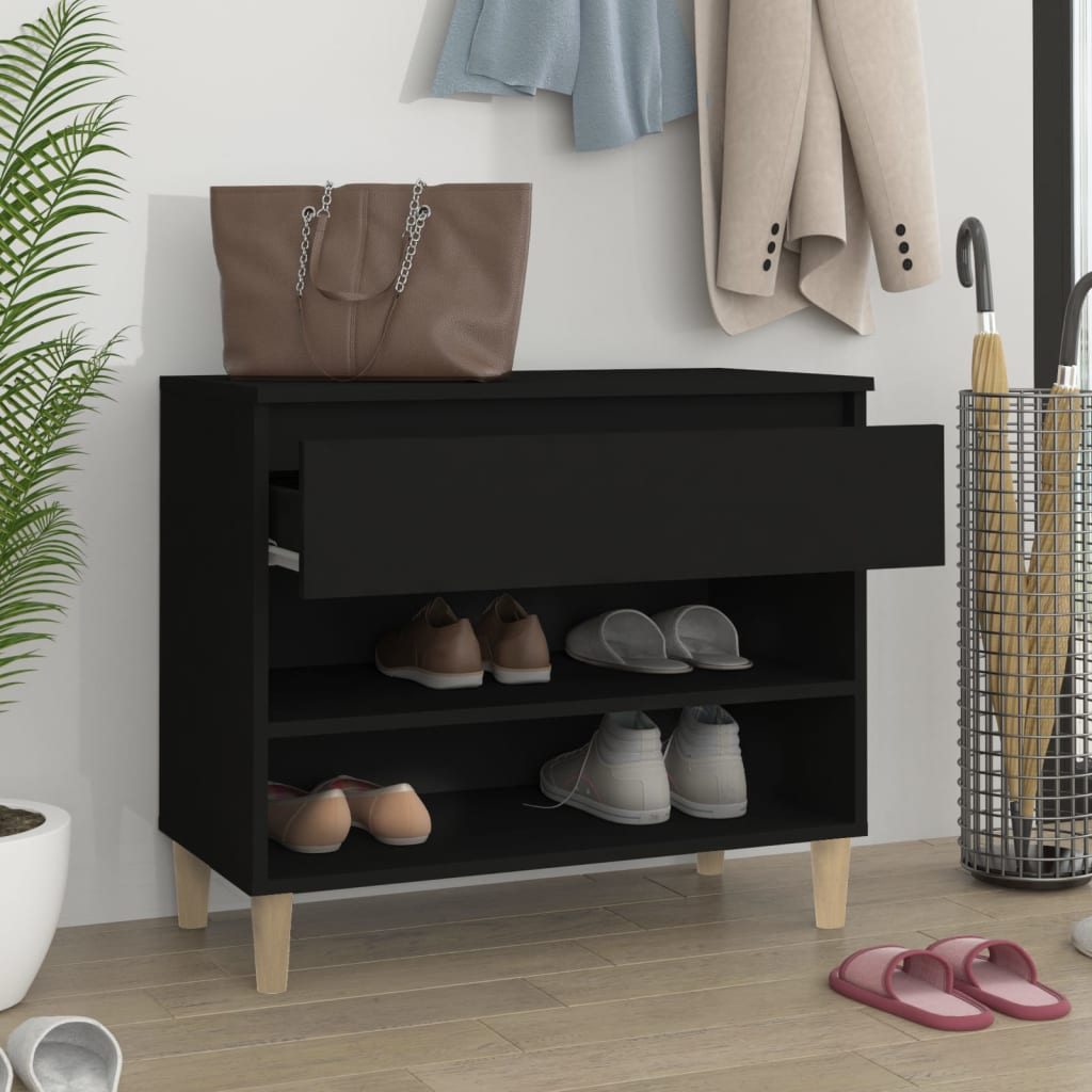 Kenkäkaappi musta 70x36x60 cm tekninen puu - Sisustajankoti.fi