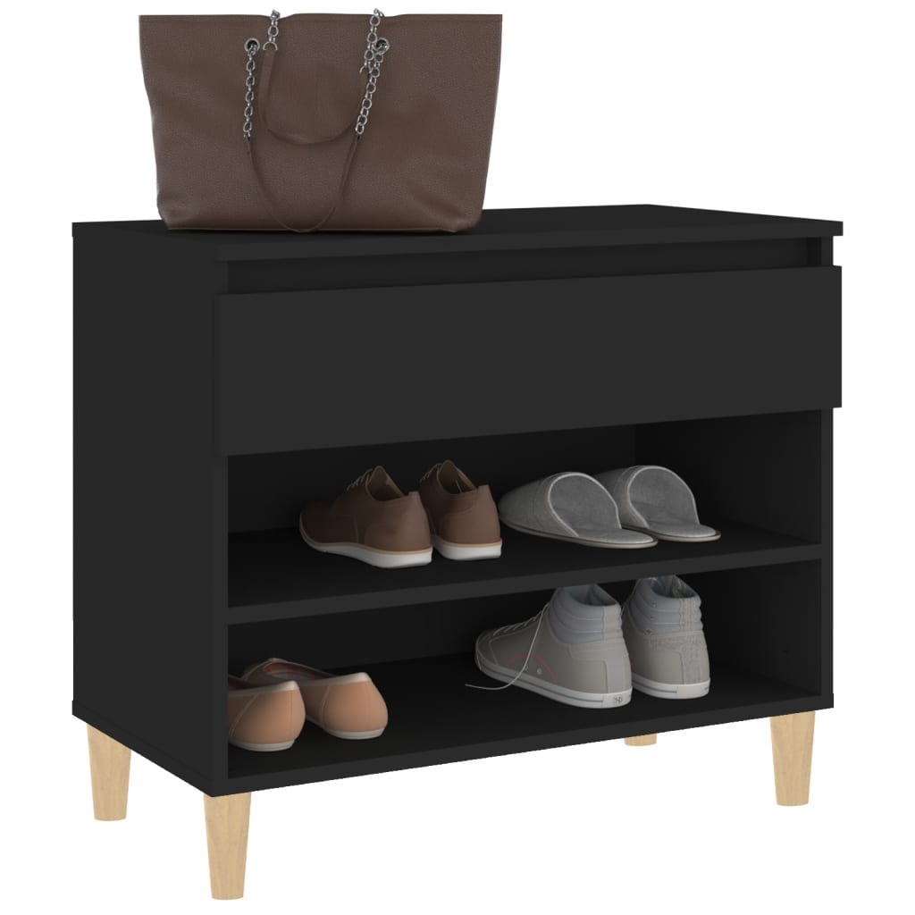 Kenkäkaappi musta 70x36x60 cm tekninen puu - Sisustajankoti.fi