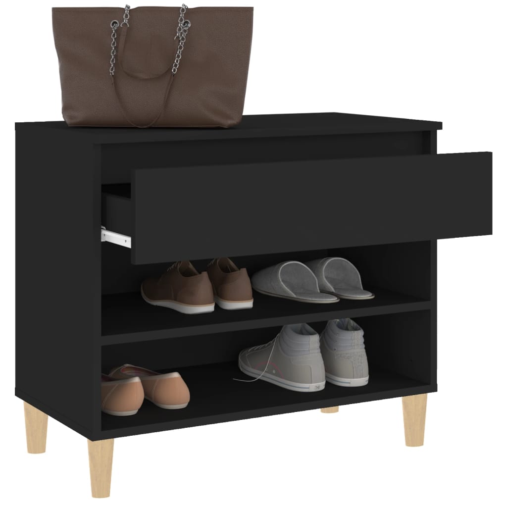 Kenkäkaappi musta 70x36x60 cm tekninen puu - Sisustajankoti.fi