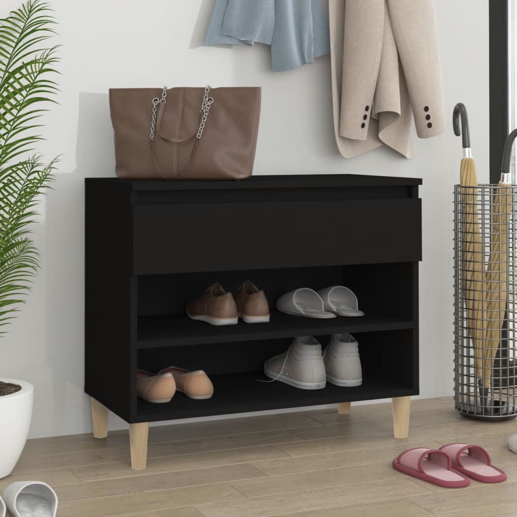 Kenkäkaappi musta 70x36x60 cm tekninen puu - Sisustajankoti.fi