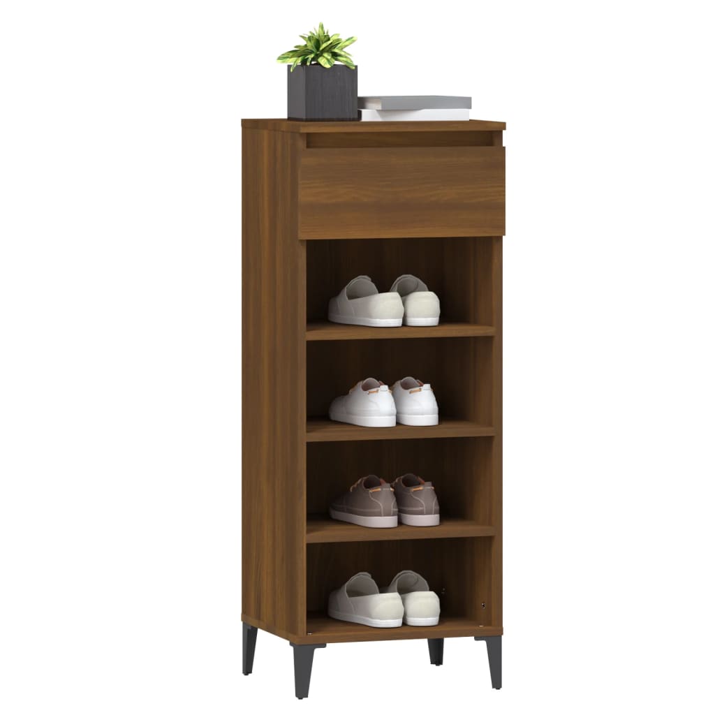 Kenkäteline ruskea tammi 40x36x105 cm tekninen puu - Sisustajankoti.fi