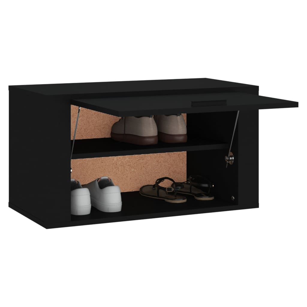 Seinäkenkäkaappi musta 70x35x38 cm tekninen puu - Sisustajankoti.fi