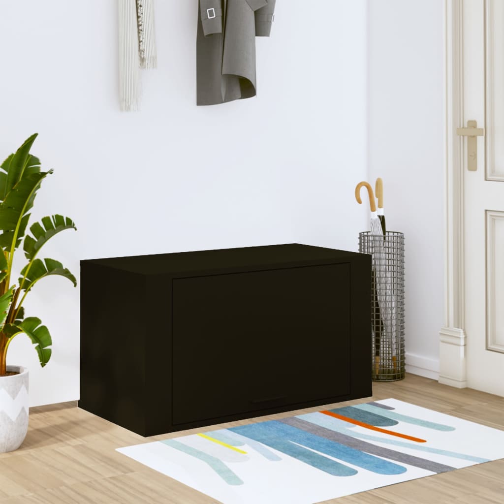 Seinäkenkäkaappi musta 70x35x38 cm tekninen puu - Sisustajankoti.fi
