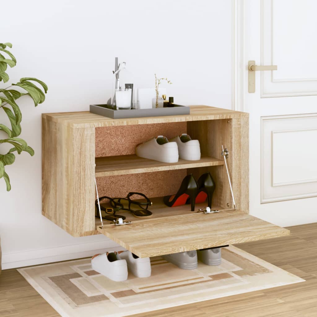 Seinäkenkäkaappi Sonoma-tammi 70x35x38 cm tekninen puu - Sisustajankoti.fi