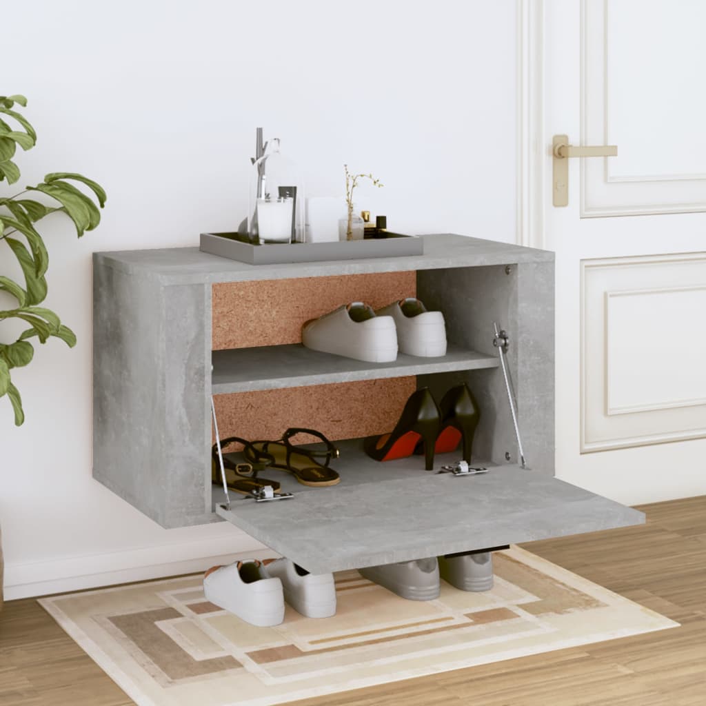 Seinäkenkäkaappi betoninharmaa 70x35x38 cm tekninen puu - Sisustajankoti.fi