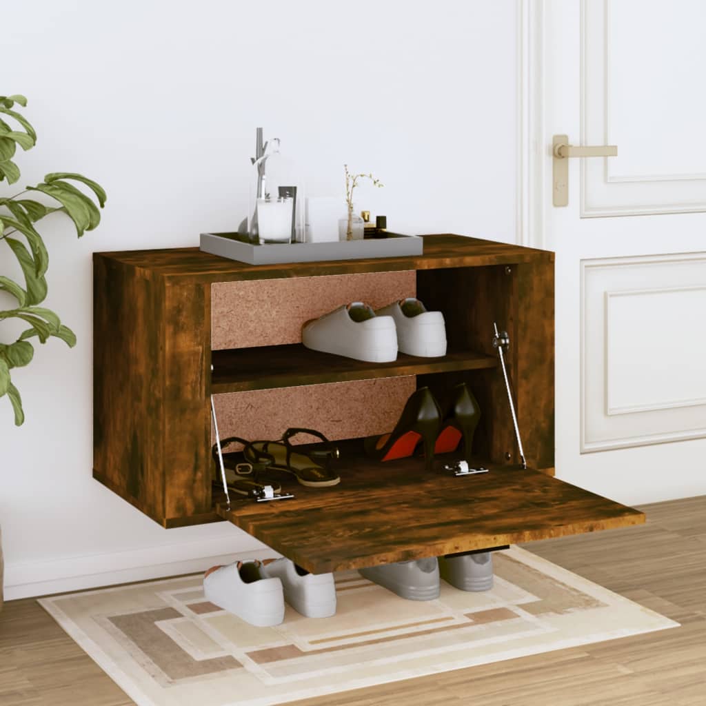 Seinäkenkäkaappi savutammi 70x35x38 cm täysi mänty - Sisustajankoti.fi