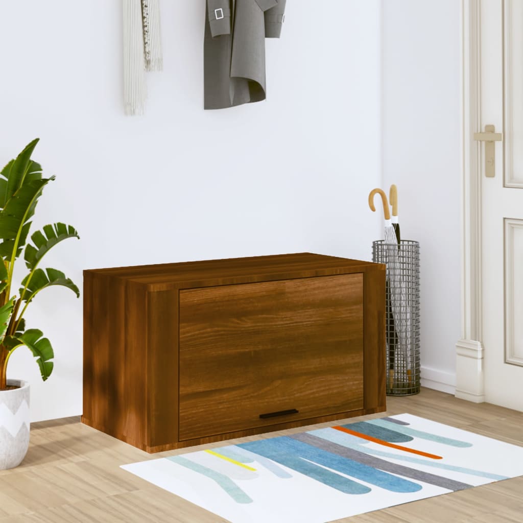 Seinäkenkäkaappi ruskea tammi 70x35x38 cm täysi mänty - Sisustajankoti.fi