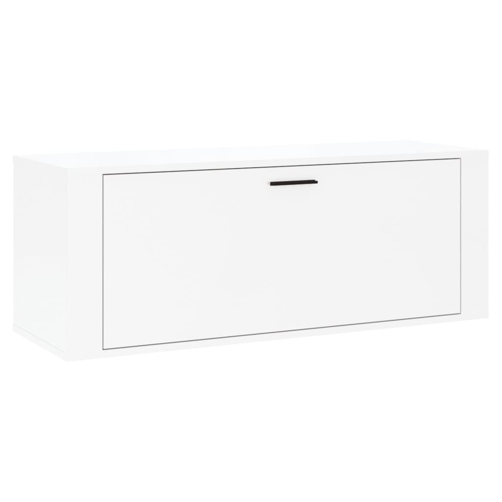 Seinäkenkäkaappi korkeakiilto valk. 100x35x38 cm tekninen puu - Sisustajankoti.fi