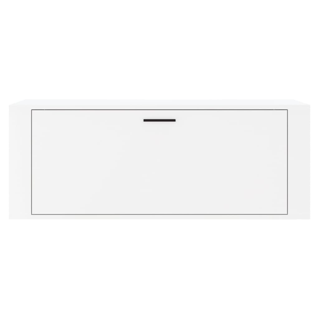 Seinäkenkäkaappi korkeakiilto valk. 100x35x38 cm tekninen puu - Sisustajankoti.fi