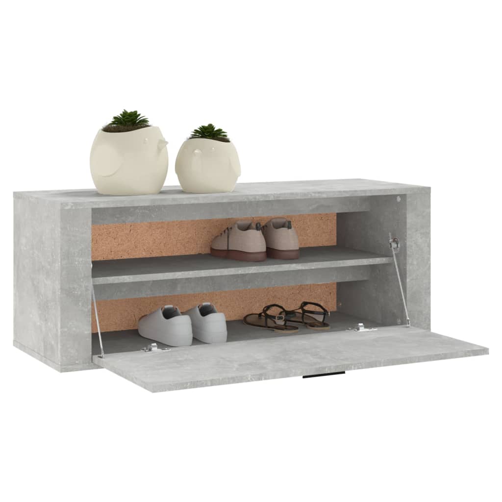Seinäkenkäkaappi betoninharmaa 100x35x38 cm tekninen puu - Sisustajankoti.fi