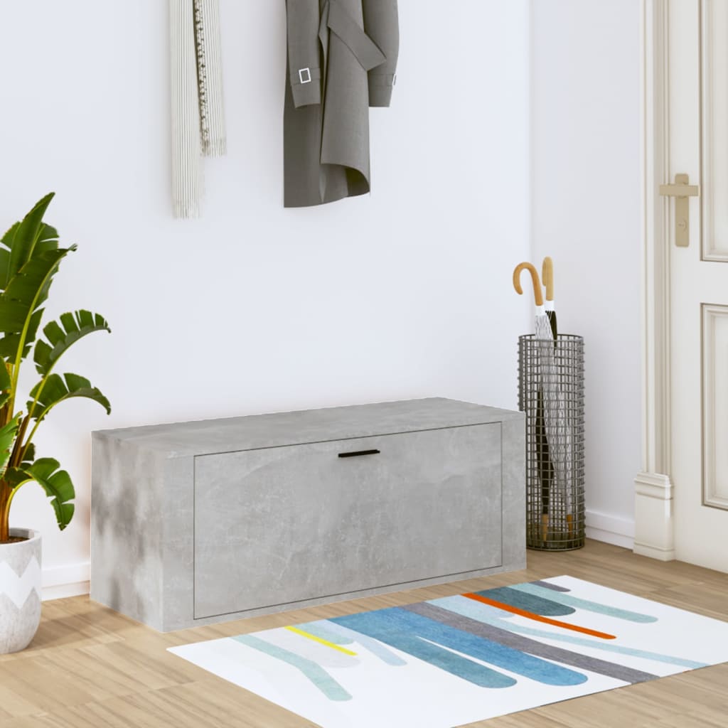 Seinäkenkäkaappi betoninharmaa 100x35x38 cm tekninen puu - Sisustajankoti.fi