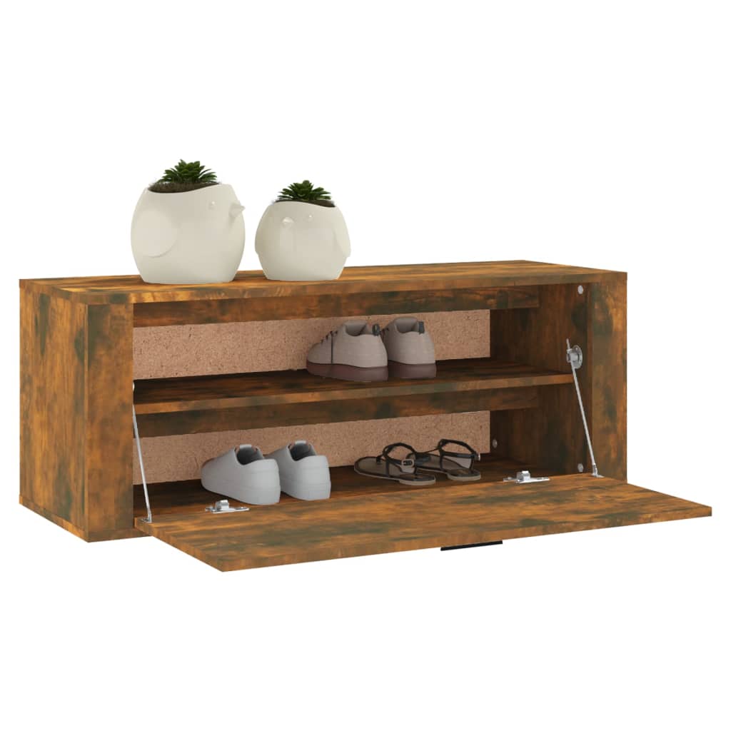 Seinäkenkäkaappi savutammi 100x35x38 cm tekninen puu - Sisustajankoti.fi