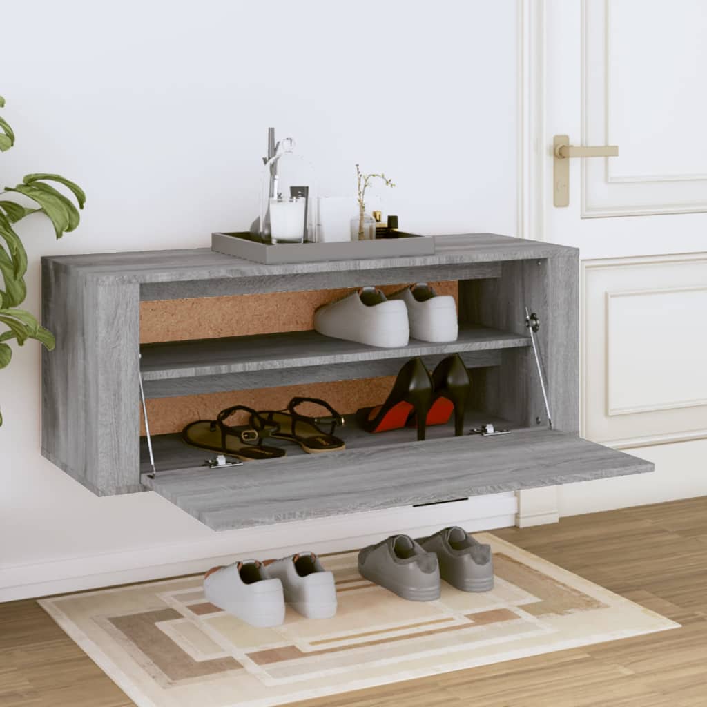Seinäkenkäkaappi harmaa Sonoma 100x35x38 cm tekninen puu - Sisustajankoti.fi