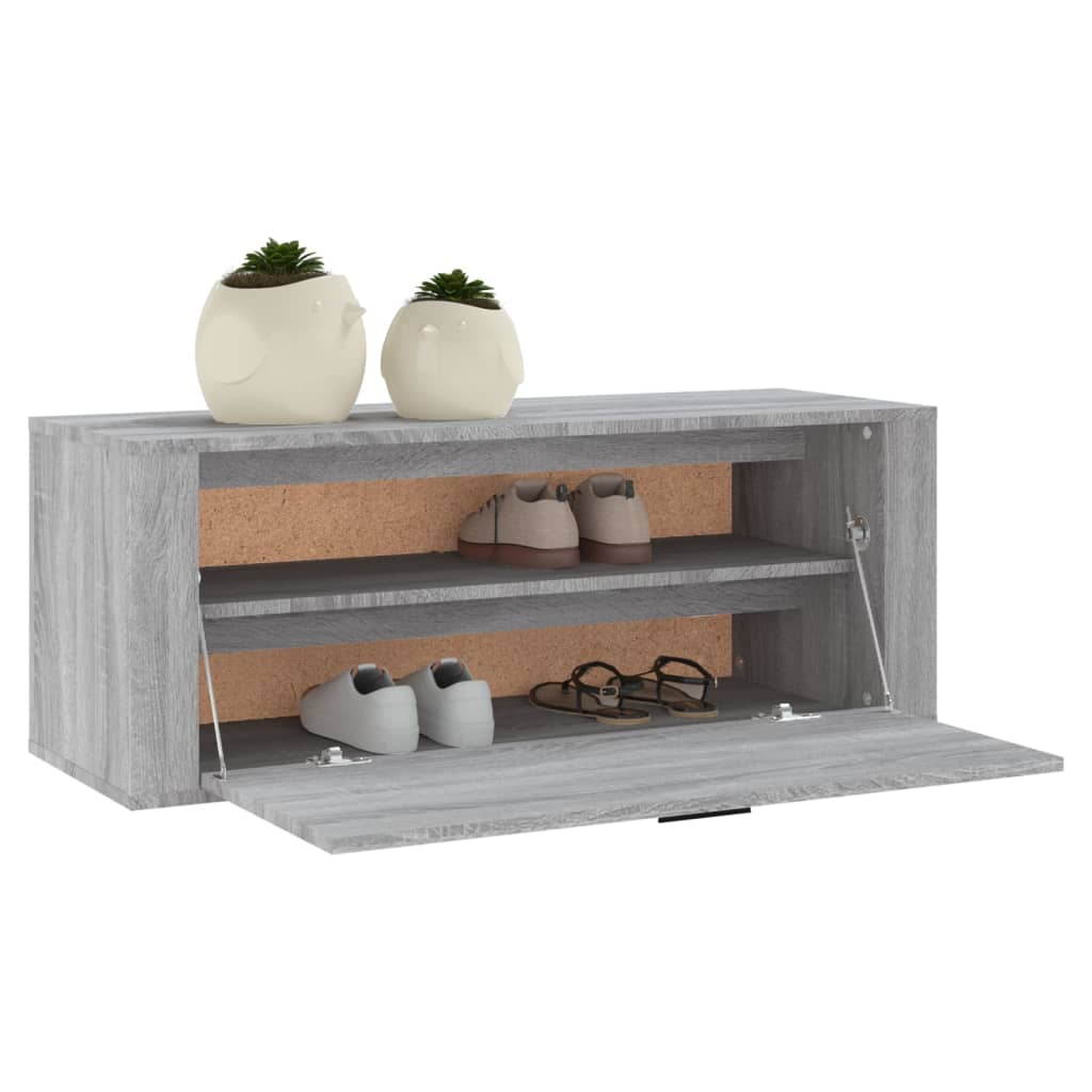 Seinäkenkäkaappi harmaa Sonoma 100x35x38 cm tekninen puu - Sisustajankoti.fi