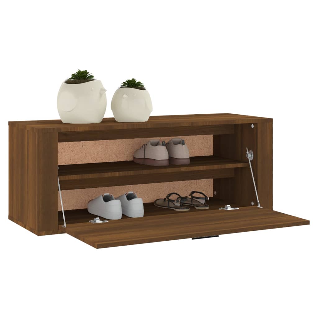 Seinäkenkäkaappi ruskea tammi 100x35x38 cm tekninen puu - Sisustajankoti.fi