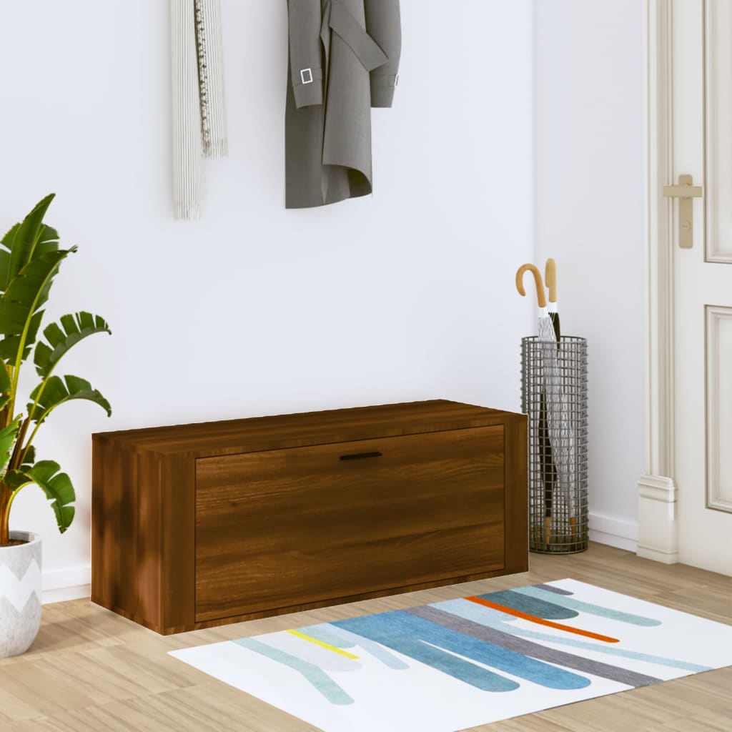 Seinäkenkäkaappi ruskea tammi 100x35x38 cm tekninen puu - Sisustajankoti.fi