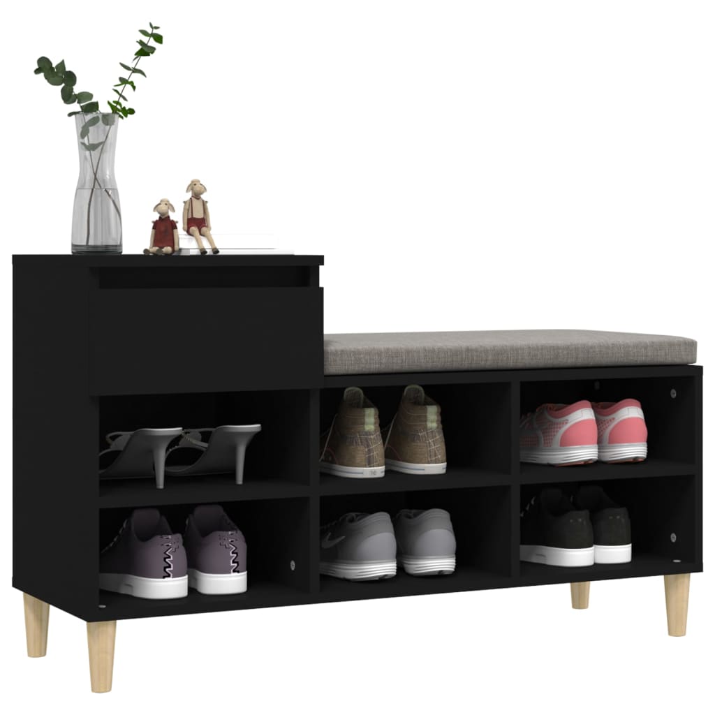 Kenkäkaappi musta 102x36x60 cm tekninen puu - Sisustajankoti.fi