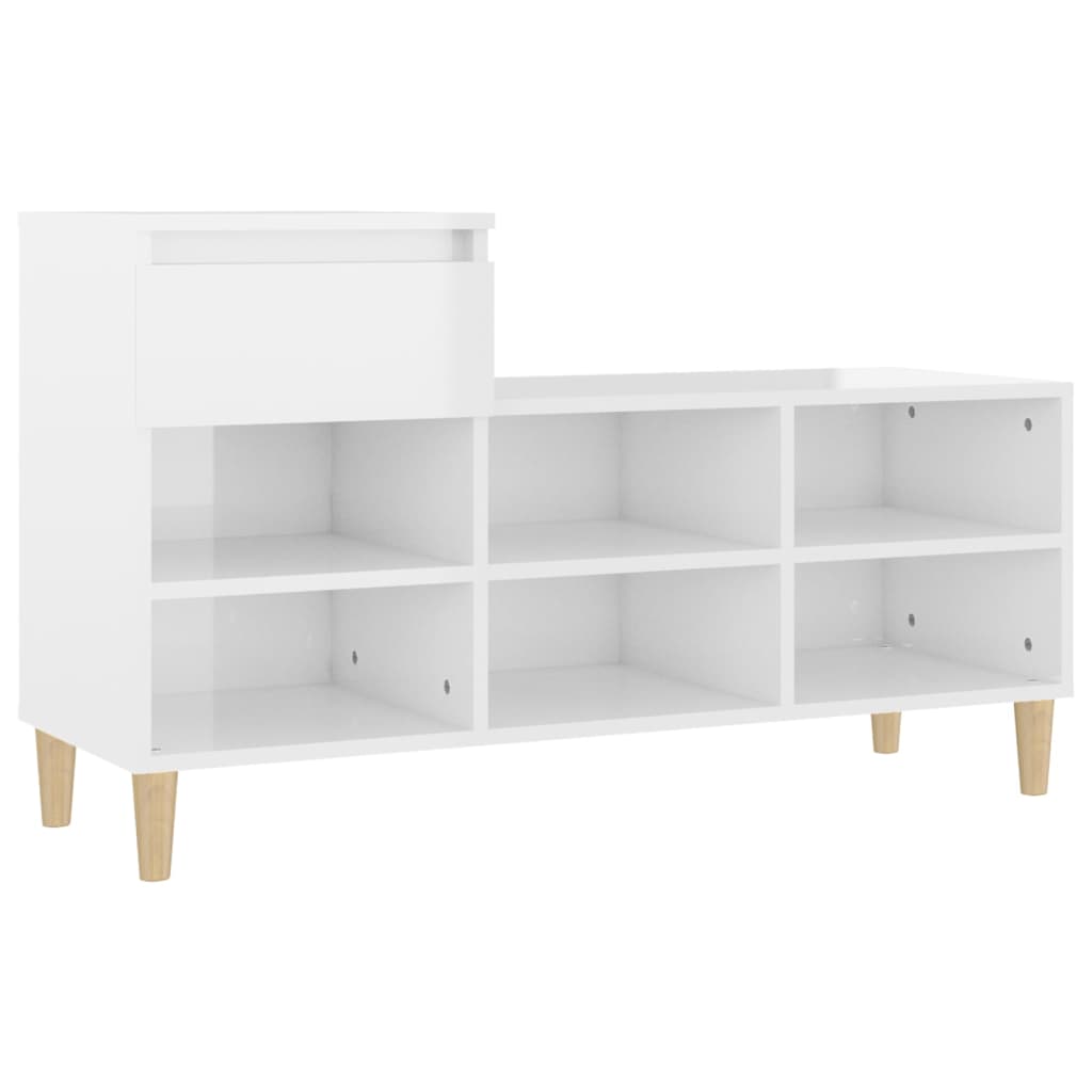 Kenkäkaappi korkeakiilto valkoinen 102x36x60 cm tekninen puu - Sisustajankoti.fi