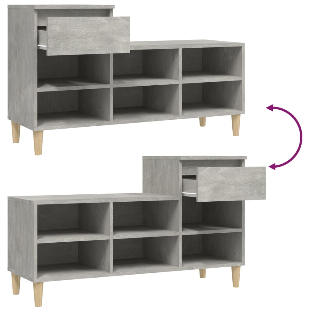 Kenkäkaappi betoninharmaa 102x36x60 cm tekninen puu - Sisustajankoti.fi