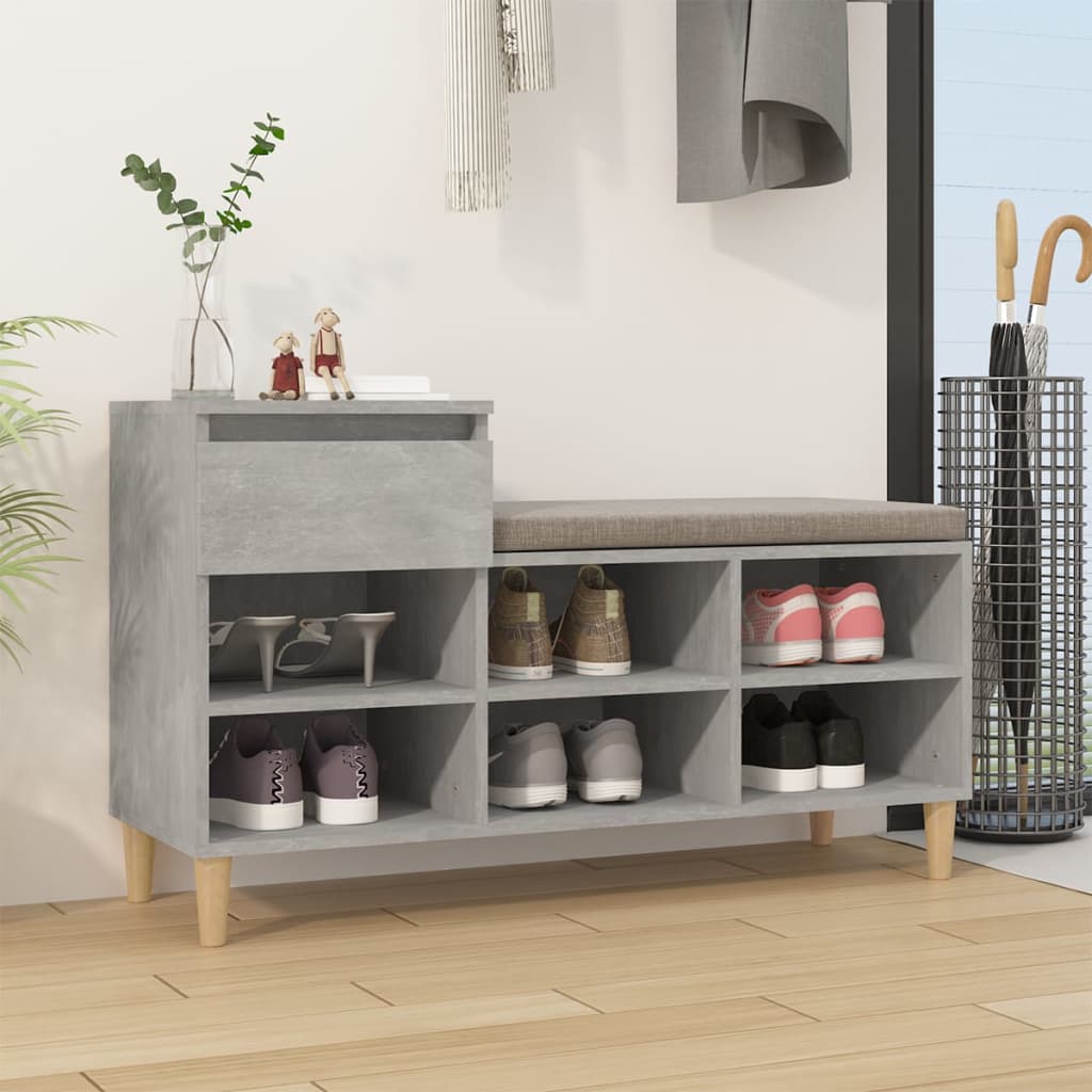Kenkäkaappi betoninharmaa 102x36x60 cm tekninen puu - Sisustajankoti.fi