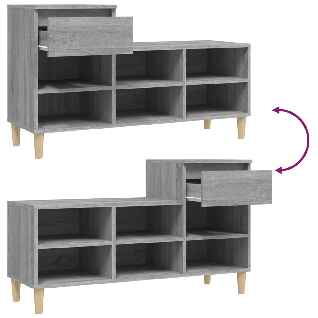 Kenkäkaappi harmaa Sonoma 102x36x60 cm tekninen puu - Sisustajankoti.fi