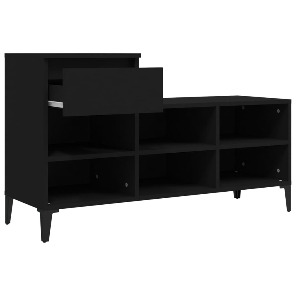 Kenkäkaappi musta 102x36x60 cm tekninen puu - Sisustajankoti.fi