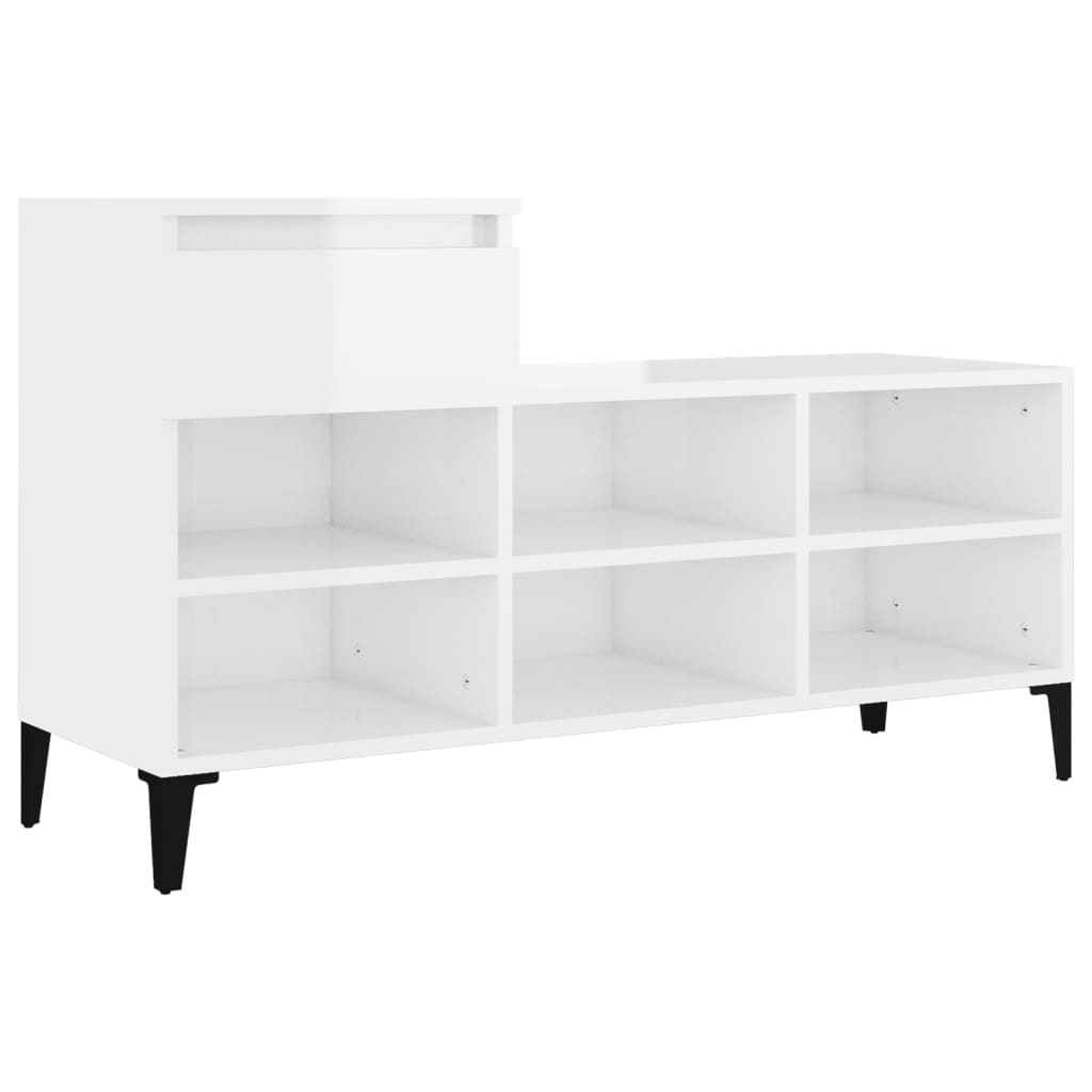 Kenkäkaappi korkeakiilto valkoinen 102x36x60 cm tekninen puu - Sisustajankoti.fi