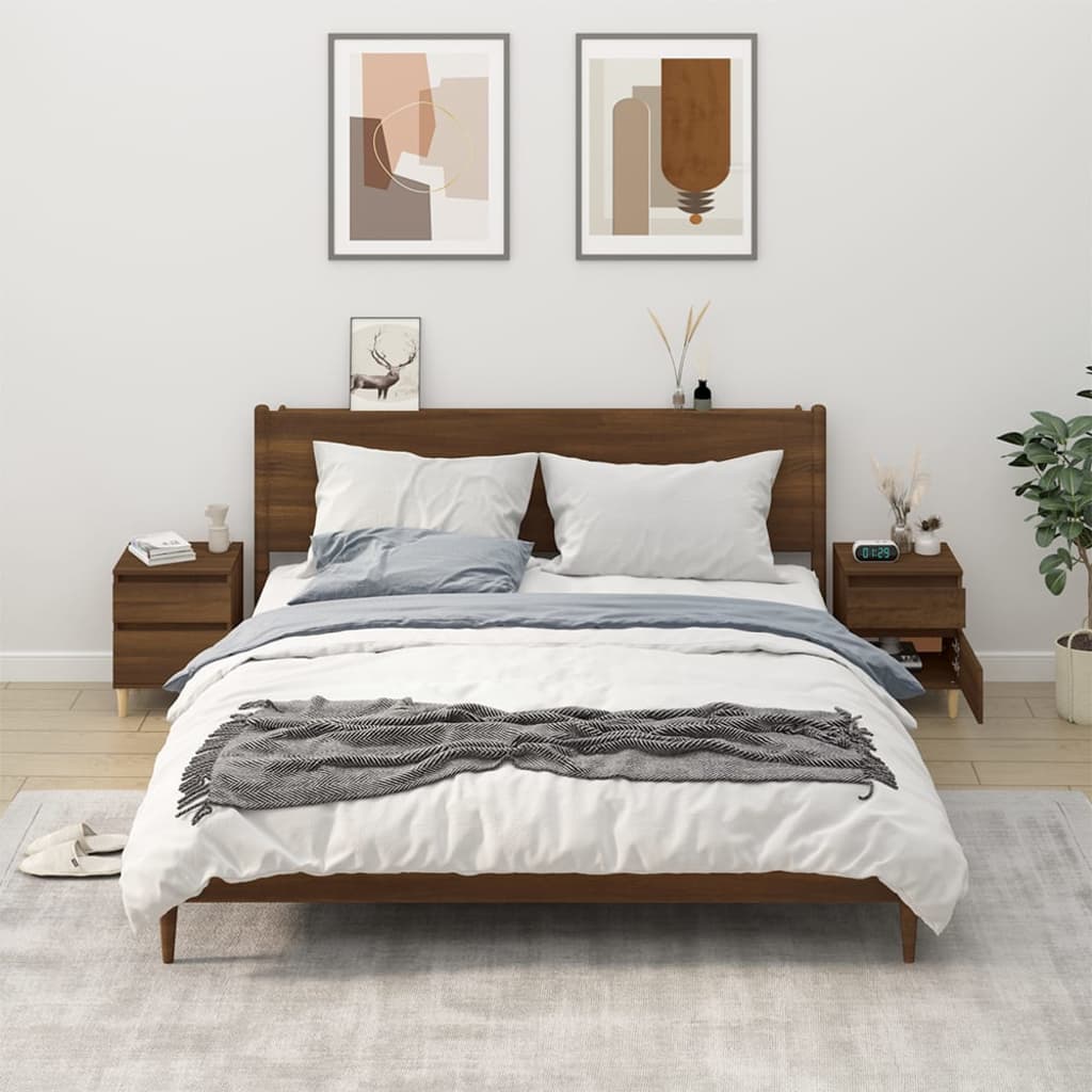 Yöpöydät 2 kpl ruskea tammi 40x35x50 cm - Sisustajankoti.fi