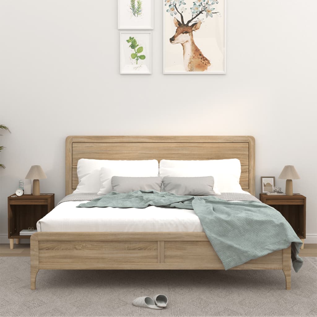 Yöpöydät 2 kpl ruskea tammi 40x35x50 cm - Sisustajankoti.fi