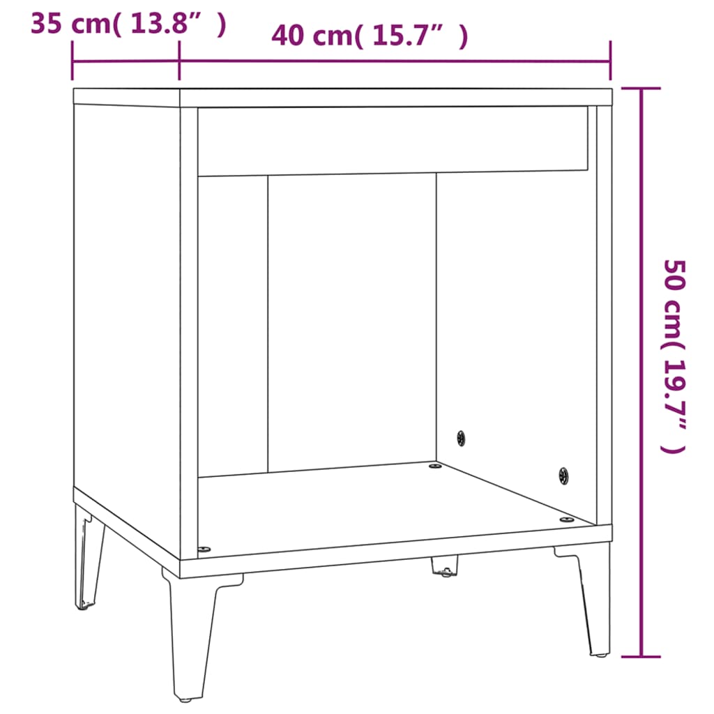 Yöpöydät 2 kpl betoninharmaa 40x35x50 cm - Sisustajankoti.fi