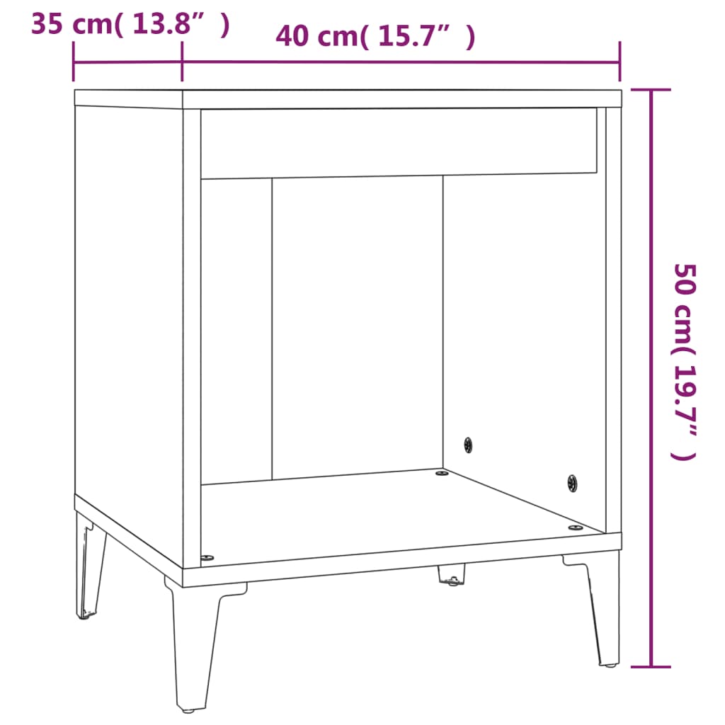 Yöpöydät 2 kpl ruskea tammi 40x35x50 cm - Sisustajankoti.fi