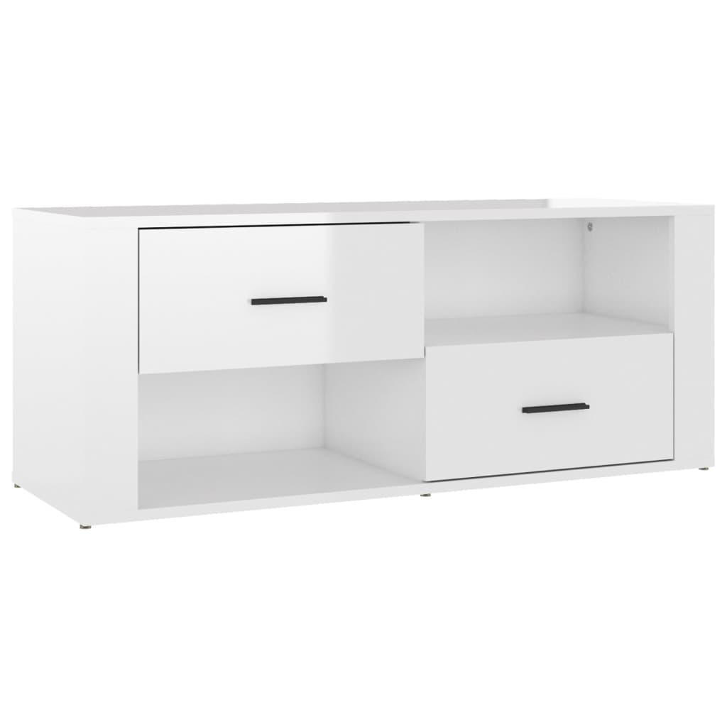 TV-taso korkeakiilto valkoinen 100x35x40 cm tekninen puu - Sisustajankoti.fi