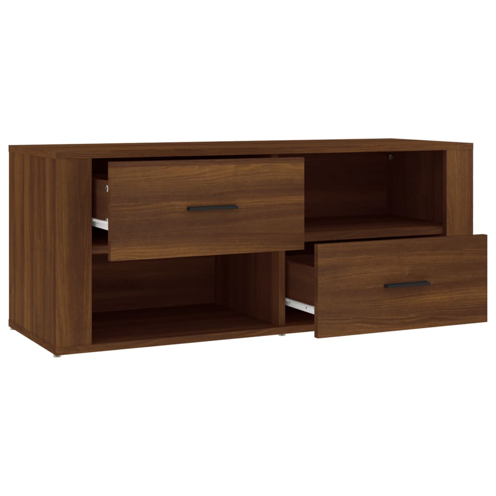 TV-taso ruskea tammi 100x35x40 cm tekninen puu - Sisustajankoti.fi